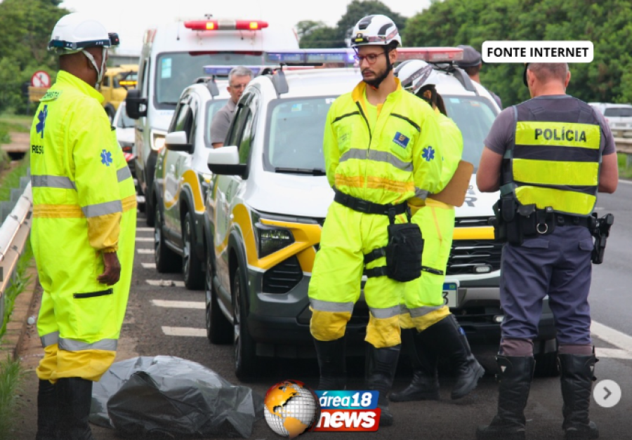 MOTOCICLISTA MORRE APÓS QUEDA NA SP-294; MOTO FOI PARAR 400 METROS À FRENTE DO CORPO
