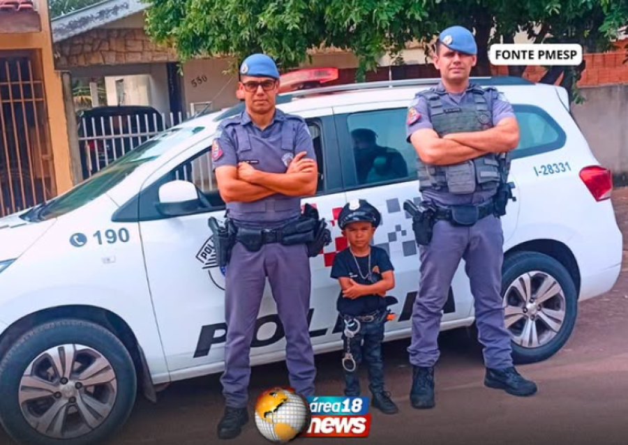 ANIVERSÁRIO DE MATEUS, DE 5 ANOS, TEM VISITA ESPECIAL DA POLÍCIA MILITAR EM MURUTINGA DO SUL