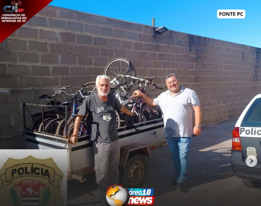 POLÍCIA CIVIL DOA BICICLETAS APREENDIDAS PARA ENTIDADES EM PARAGUAÇU PAULISTA