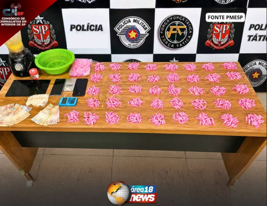 FORÇA TÁTICA PRENDE CASAL COM MAIS DE 800 PINOS DE COCAÍNA EM ARAÇATUBA