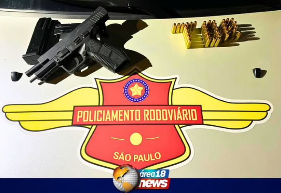 TÁTICO RODOVIÁRIO FLAGRA MOTORISTA COM PISTOLA 9MM MUNICIADA E HOMEM VAI PRESO EM CASTILHO