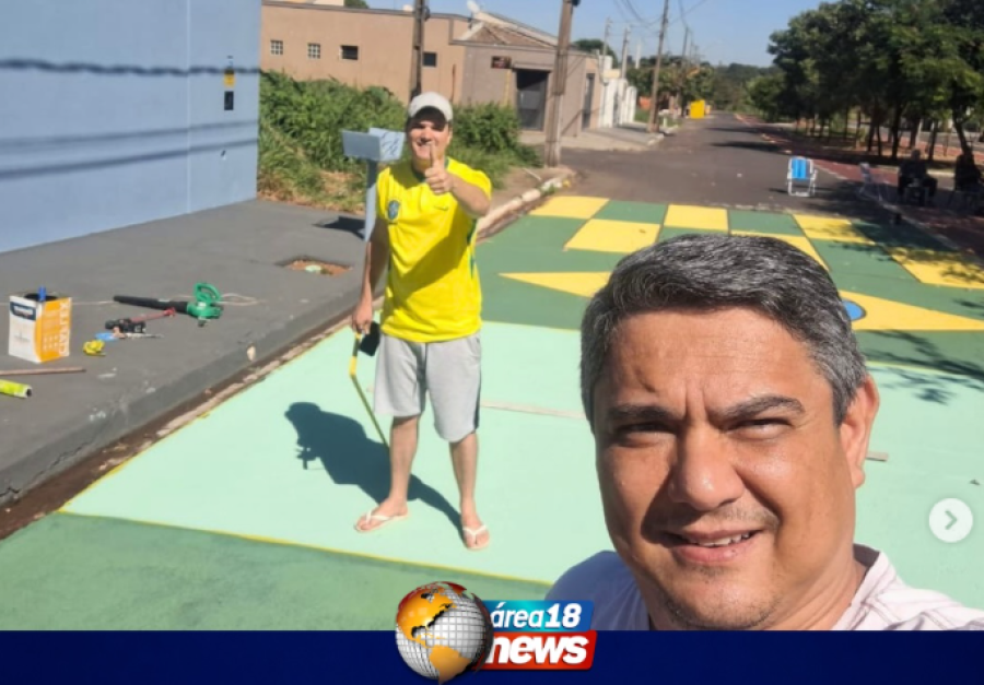 MORADORES TRANSFORMAM AVENIDA EM CENÁRIO VERDE E AMARELO PARA TORCER PELO BRASIL EM MIRANDÓPOLIS