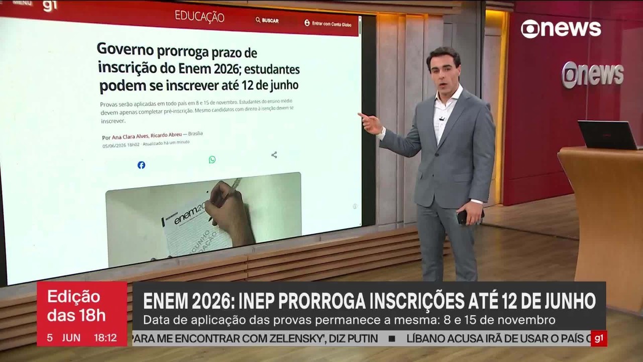 Governo prorroga prazo de inscrição do Enem 2026; estudantes podem se inscrever até 12 de junho