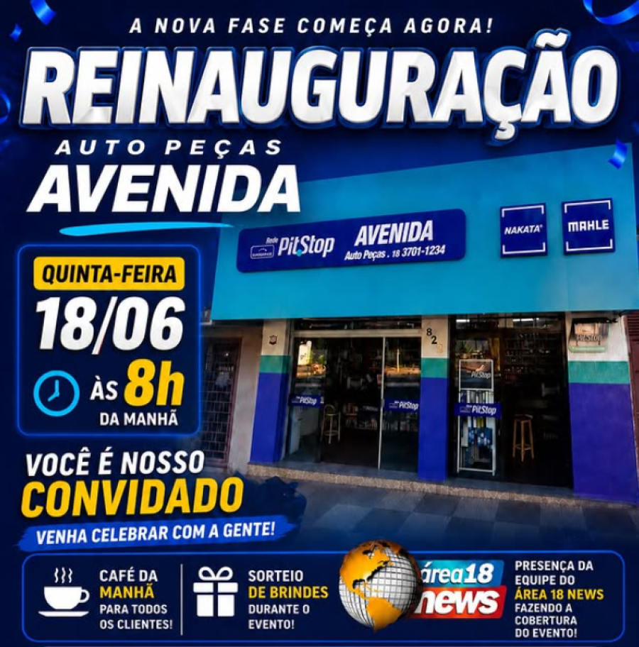 AVENIDA AUTOPEÇAS PREPARA GRANDE REINAUGURAÇÃO COM CAFÉ DA MANHÃ E SORTEIO DE BRINDES EM MIRANDÓPOLIS