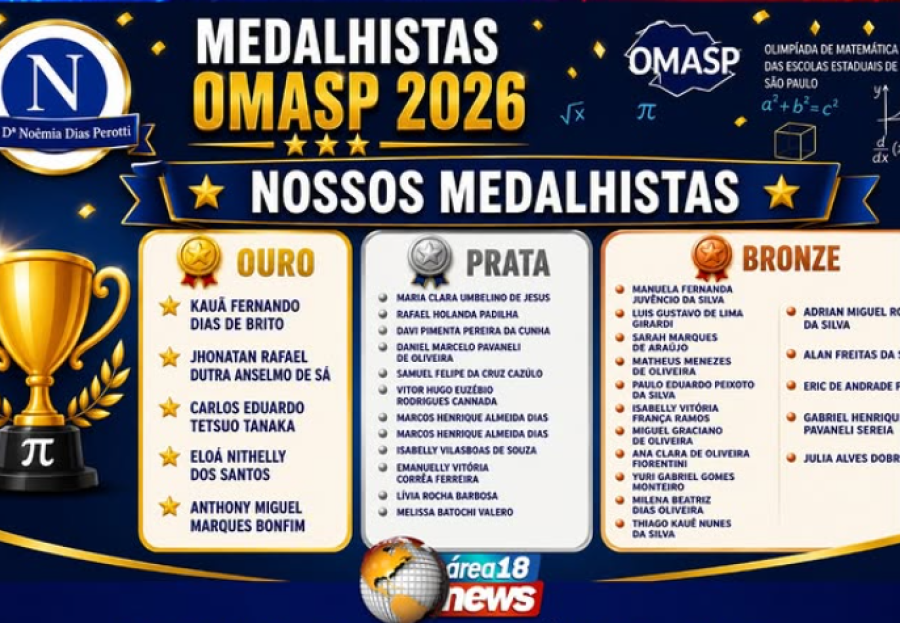 ESCOLA DONA NOÊMIA DIAS PEROTTI CONQUISTA DEZENAS DE MEDALHAS NA OMASP 2026