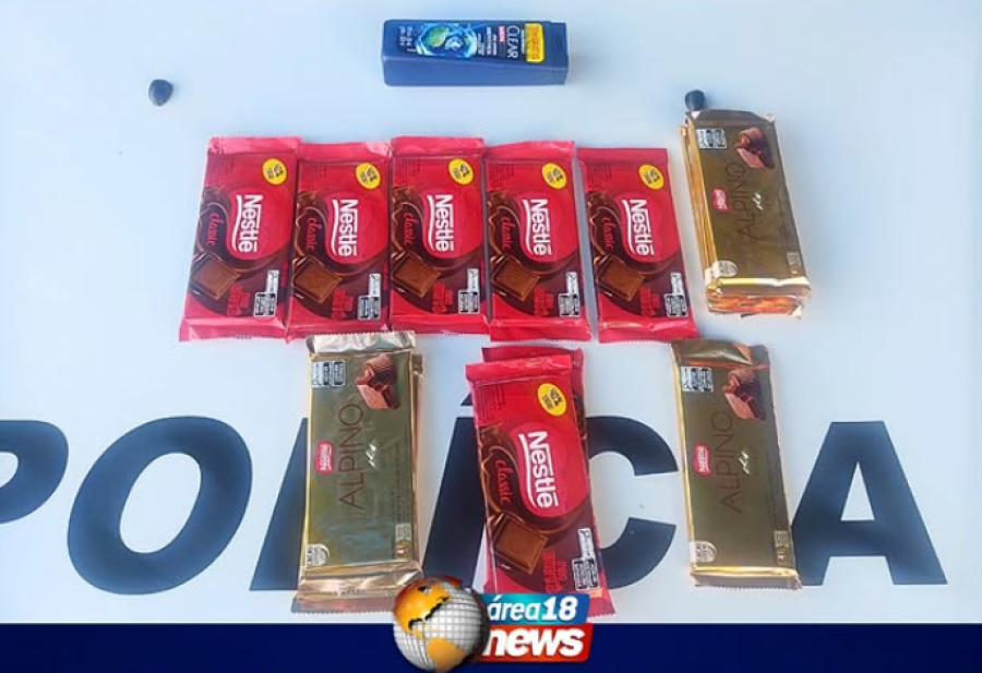 FURTO DE CHOCOLATES E SHAMPOO TERMINA COM SUSPEITO DETIDO PELA POLÍCIA MILITAR EM AURIFLAMA