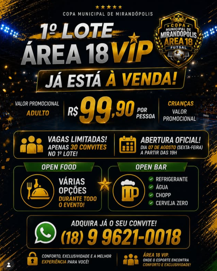  A ÁREA 18 VIP ESTÁ OFICIALMENTE ABERTA!