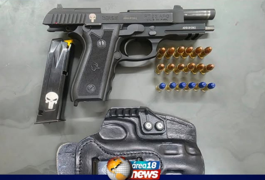  POLÍCIA MILITAR PRENDE HOMEM POR PORTE ILEGAL DE ARMA DE USO RESTRITO EM ILHA SOLTEIRA