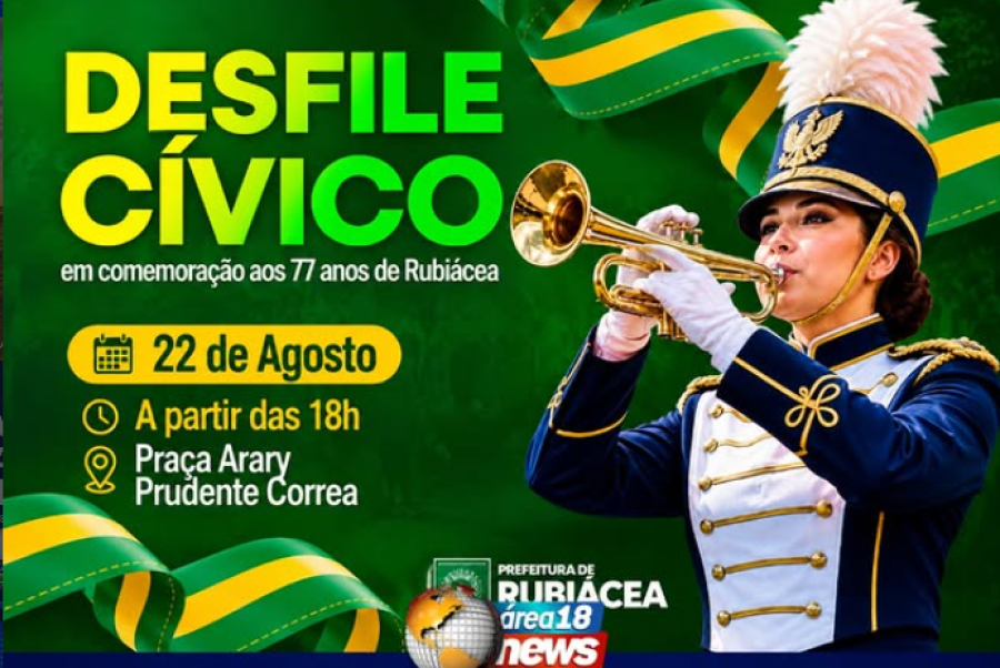 RUBIÁCEA CELEBRA 77 ANOS COM DESFILE CÍVICO E HOMENAGEM AO TURISMO