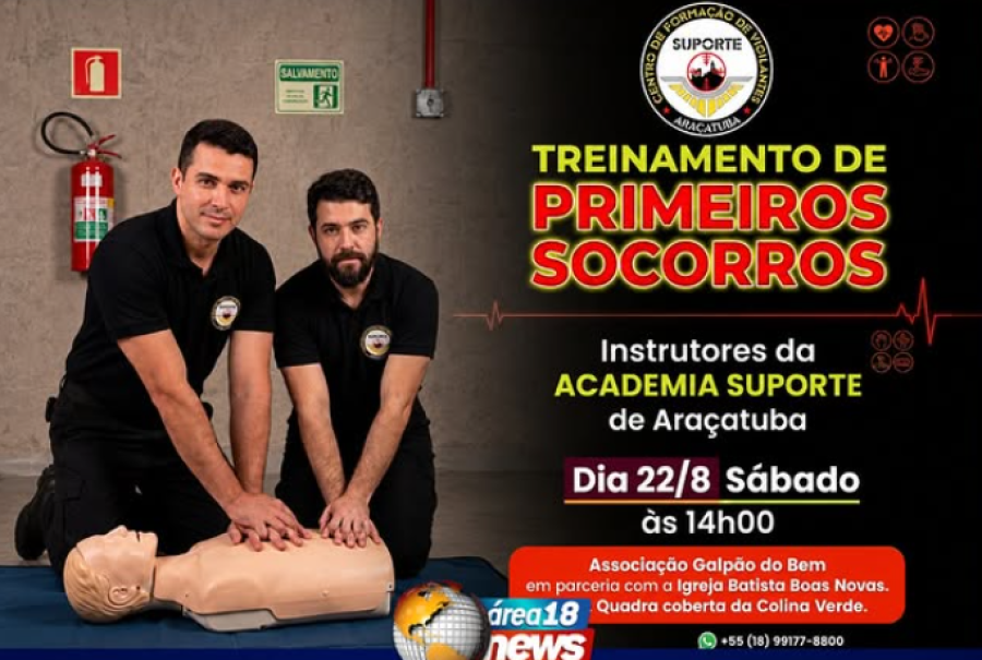 GALPÃO DO BEM PROMOVE TREINAMENTO GRATUITO DE PRIMEIROS SOCORROS NESTE SÁBADO EM MIRANDÓPOLIS