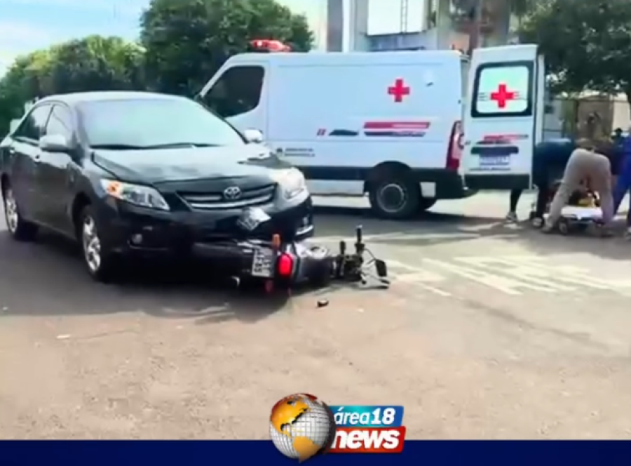 ACIDENTE ENTRE CARRO E MOTO DEIXA MULHER FERIDA EM MIRANDÓPOLIS