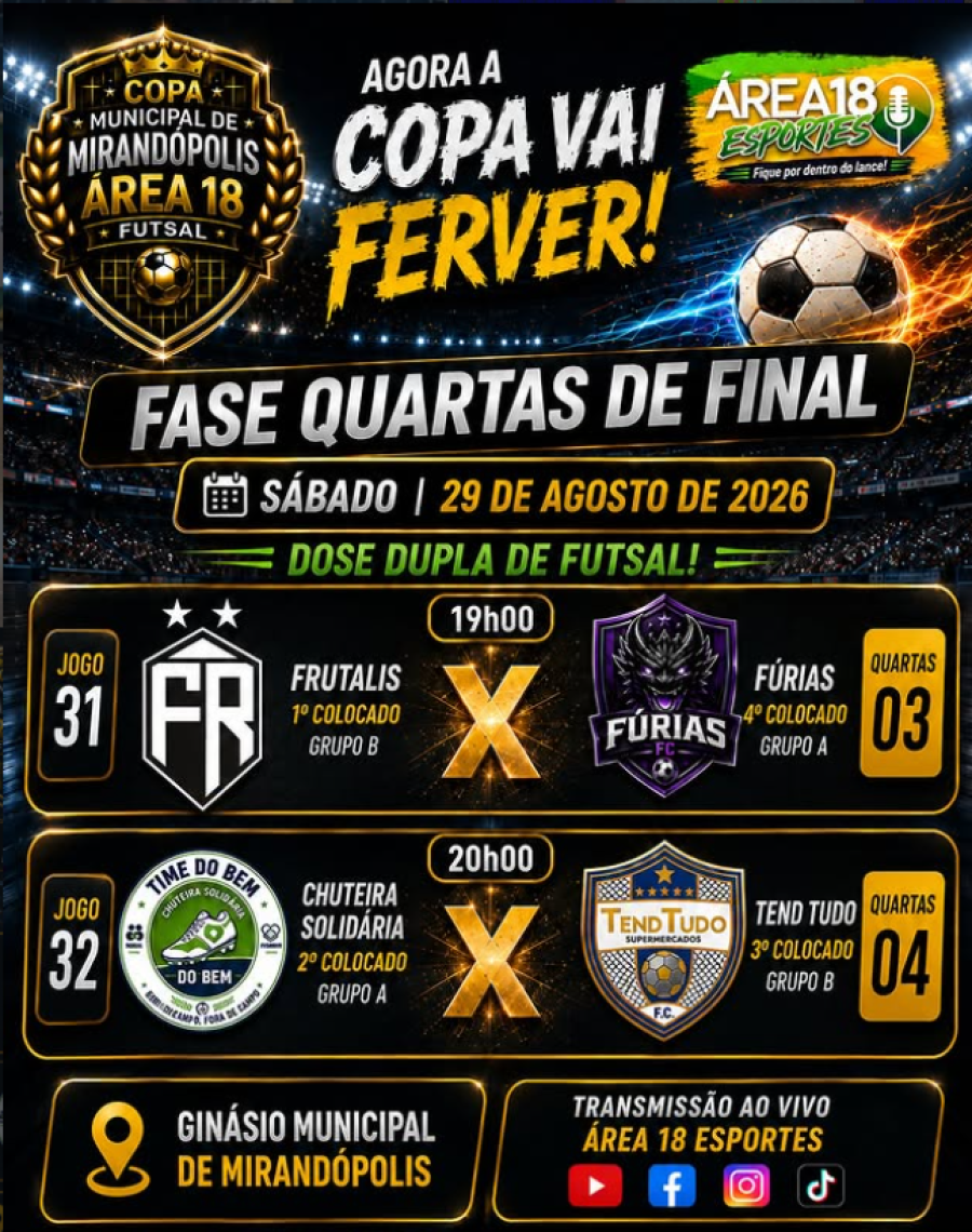 A COPA VAI FERVER NESTE SÁBADO!
